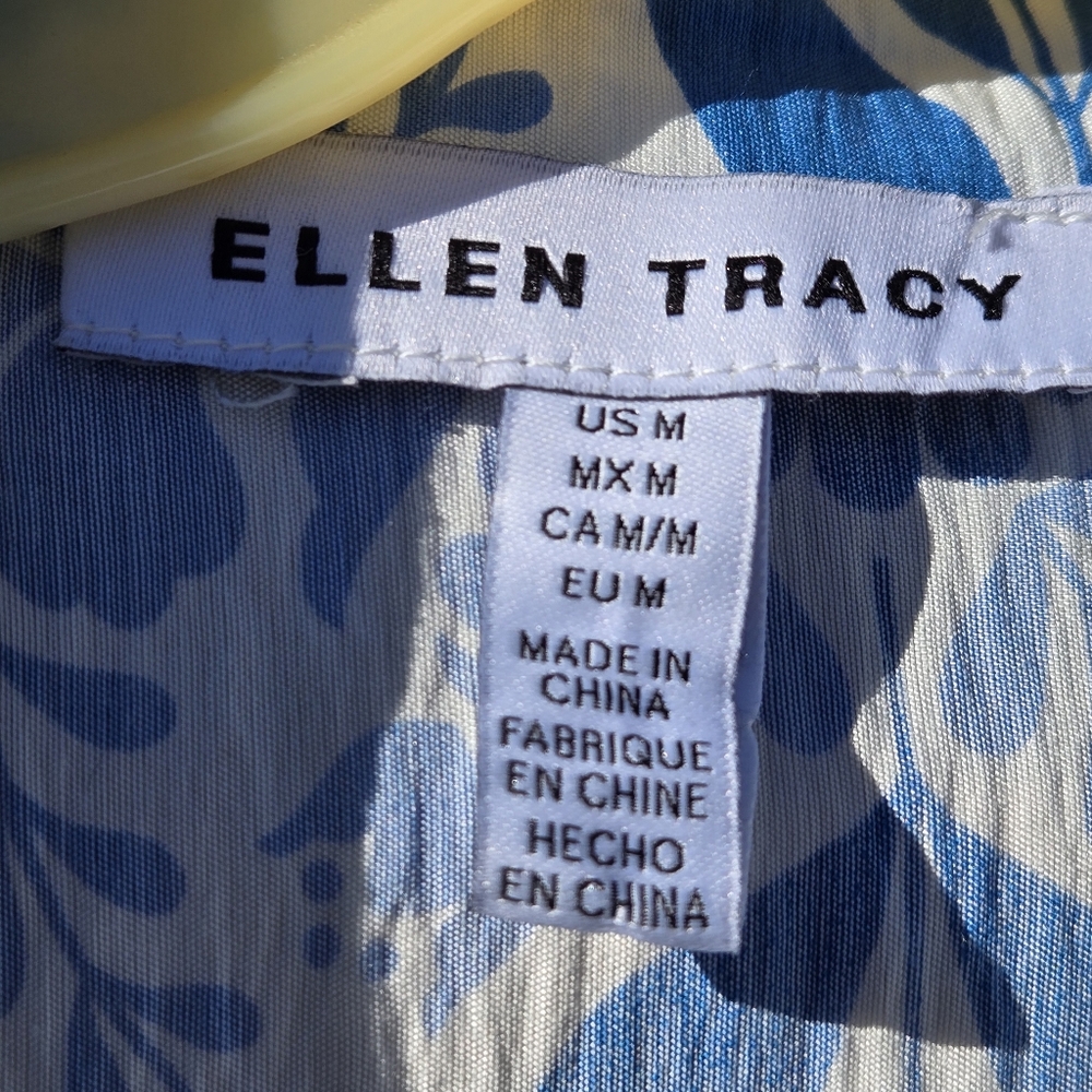 NEW Ellen Tracy Blue Vintage Floral Spring Dress M - Picture 5 of 11